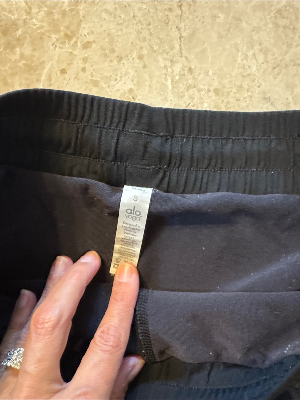 ALO Yoga Black Women's Athletic Shorts with Drawstring Waist - Picture 2 of 3